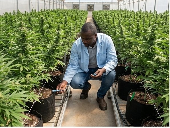 Medicinal crop field under practical supervision